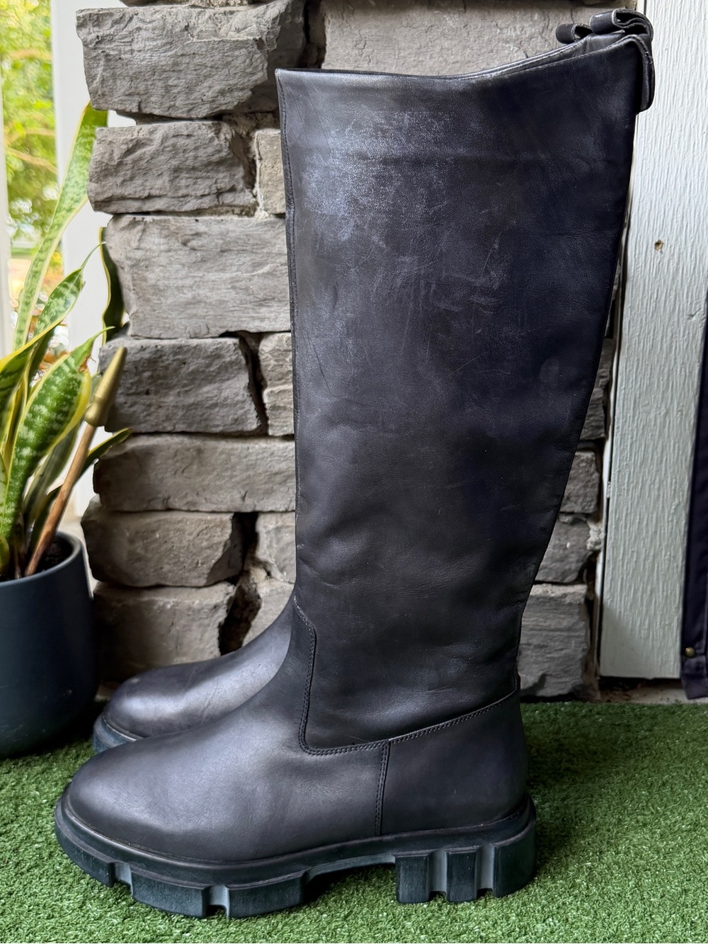 Free People Brooks Black Leather Womenās Tall Boots